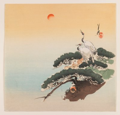 Pair of Cranes on a Branch by Ogata Gekko